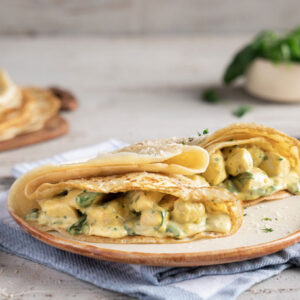 Crepes gourmet de pollo y champignones